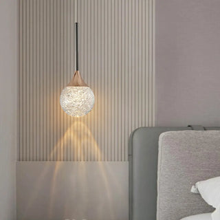 Modern Gold Crystal Globe Round Pendant Light Bedroom Zawala Image - 1