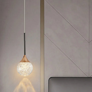 Modern Gold Crystal Globe Round Pendant Light Bedroom Zawala Image - 2