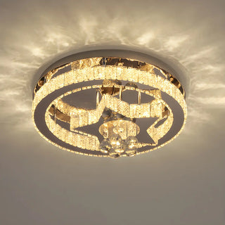 Luxury Multi-Layer Round Crystal Semi-Flush Mount Light Image - 13