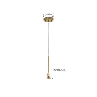 ZOWALA - Contemporary Teardrop Crystal Bedroom Gold Pendant Light #size