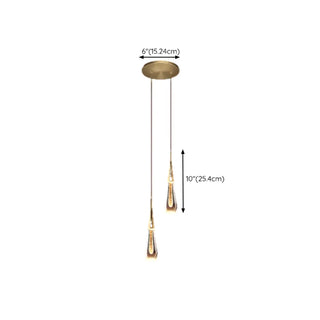 ZOWALA - Contemporary Teardrop Crystal Bedroom Gold Pendant Light Image - 20
