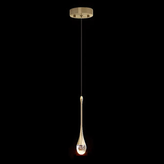 ZOWALA - Contemporary Teardrop Crystal Bedroom Gold Pendant Light Image - 6