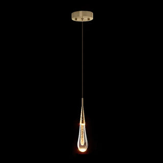 ZOWALA - Contemporary Teardrop Crystal Bedroom Gold Pendant Light Image - 8