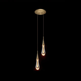 ZOWALA - Contemporary Teardrop Crystal Bedroom Gold Pendant Light Image - 9