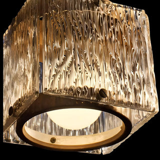 Modern Textured Glass Square Crystal Bedroom Pendant Light Zawala Image - 5