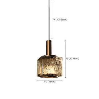 Modern Textured Glass Square Crystal Bedroom Pendant Light Zawala #size