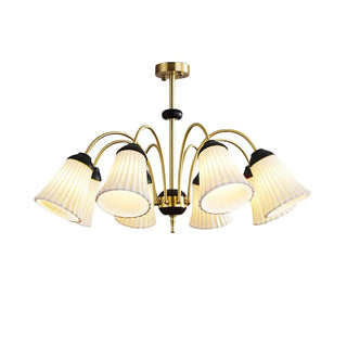 ZOWALA - Flower Cup Ceramics Curve Arm Down Living Room Chandelier Image - 13