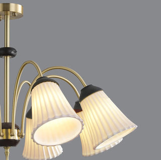 ZOWALA - Flower Cup Ceramics Curve Arm Down Living Room Chandelier Image - 14