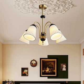 ZOWALA - Flower Cup Ceramics Curve Arm Down Living Room Chandelier Image - 2