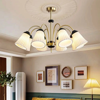 ZOWALA - Flower Cup Ceramics Curve Arm Down Living Room Chandelier Image - 3