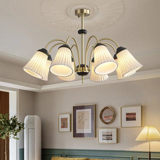 ZOWALA - Flower Cup Ceramics Curve Arm Down Living Room Chandelier Image - 4