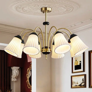 ZOWALA - Flower Cup Ceramics Curve Arm Down Living Room Chandelier Image - 5