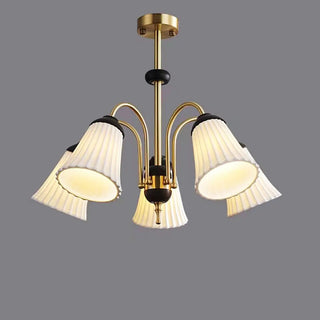 ZOWALA - Flower Cup Ceramics Curve Arm Down Living Room Chandelier Image - 7