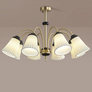 ZOWALA - Flower Cup Ceramics Curve Arm Down Living Room Chandelier Image - 9