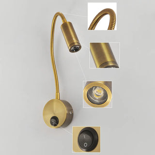 Bedside Reading Cylinder Brass Adjustable Wall Light Zawala Image - 2