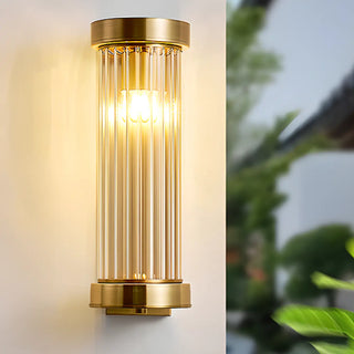 Modern Cylinder Glass Gold LED External Wall Lights Zawala Image - 1