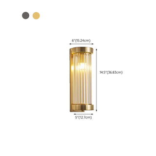 Modern Cylinder Glass Gold LED External Wall Lights Zawala #size