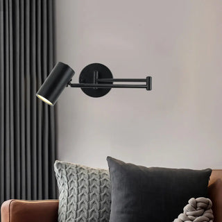 Adjustable Gold Cylinder LED Swing Arm Wall Sconce Zawala Image - 3