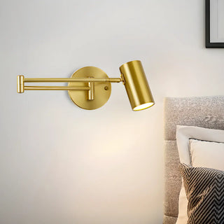 Adjustable Gold Cylinder LED Swing Arm Wall Sconce Zawala Image - 4