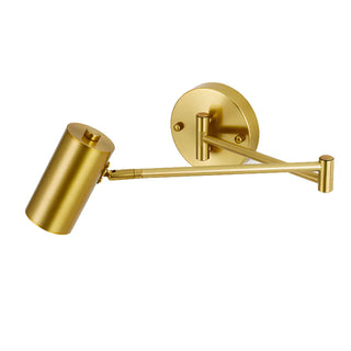 Adjustable Gold Cylinder LED Swing Arm Wall Sconce Zawala Image - 5