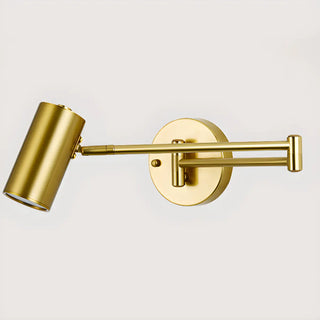 Adjustable Gold Cylinder LED Swing Arm Wall Sconce Zawala Image - 7