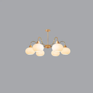 ZOWALA - Modern Gold Dome Round Milk Glass Chandelier Image - 10