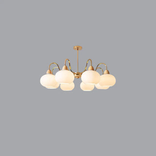 ZOWALA - Modern Gold Dome Round Milk Glass Chandelier Image - 11