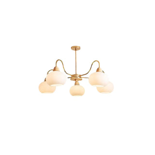 ZOWALA - Modern Gold Dome Round Milk Glass Chandelier Image - 12