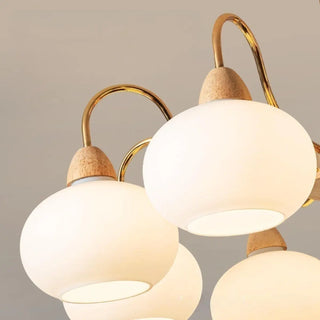 ZOWALA - Modern Gold Dome Round Milk Glass Chandelier Image - 14