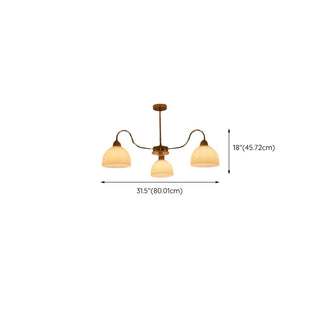 ZOWALA - Modern Gold Dome Round Milk Glass Chandelier Image - 18