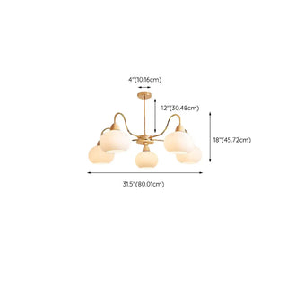 ZOWALA - Modern Gold Dome Round Milk Glass Chandelier Image - 19