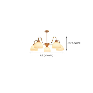 ZOWALA - Modern Gold Dome Round Milk Glass Chandelier Image - 20