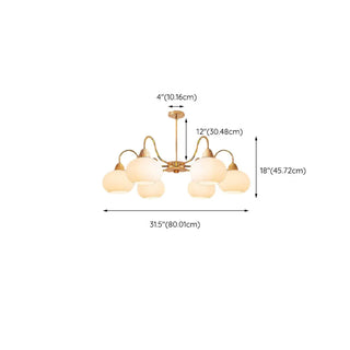ZOWALA - Modern Gold Dome Round Milk Glass Chandelier Image - 21