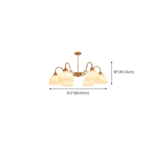 ZOWALA - Modern Gold Dome Round Milk Glass Chandelier Image - 22