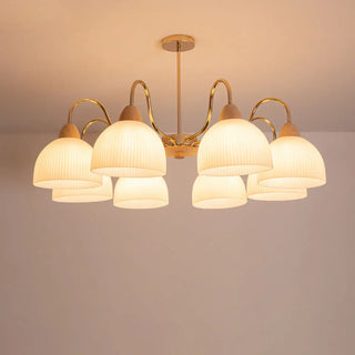 ZOWALA - Modern Gold Dome Round Milk Glass Chandelier Image - 5