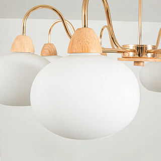 ZOWALA - Modern Gold Dome Round Milk Glass Chandelier Image - 6