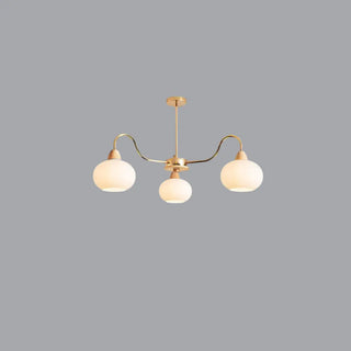 ZOWALA - Modern Gold Dome Round Milk Glass Chandelier Image - 8