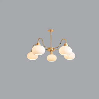 ZOWALA - Modern Gold Dome Round Milk Glass Chandelier Image - 9