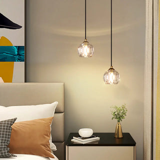 ZOWALA - Modern Dual Clear Crystal Ball Bedroom Pendant Light Image - 1