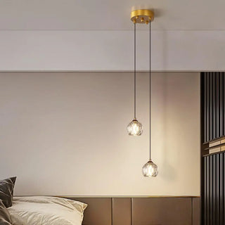ZOWALA - Modern Dual Clear Crystal Ball Bedroom Pendant Light Image - 3