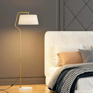 Modern Gold Fabric Cylinder Arc Bedroom Floor Lamp Zawala Image - 1