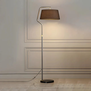 Modern Gold Fabric Cylinder Arc Bedroom Floor Lamp Zawala Image - 2