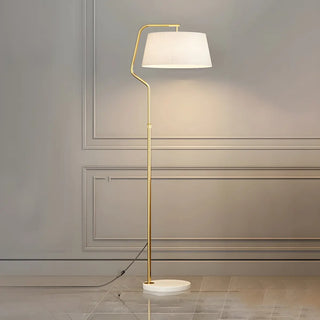 Modern Gold Fabric Cylinder Arc Bedroom Floor Lamp Zawala Image - 3