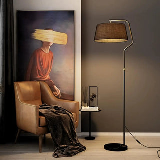 Modern Gold Fabric Cylinder Arc Bedroom Floor Lamp Zawala Image - 4