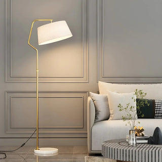 Modern Gold Fabric Cylinder Arc Bedroom Floor Lamp Zawala Image - 6