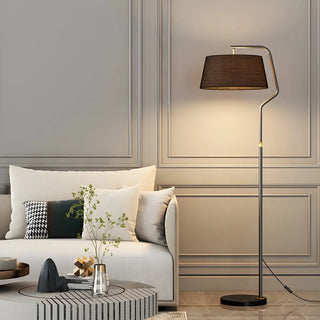 Modern Gold Fabric Cylinder Arc Bedroom Floor Lamp Zawala Image - 7