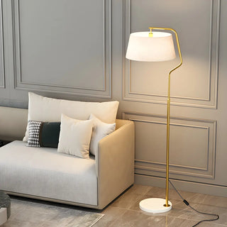 Modern Gold Fabric Cylinder Arc Bedroom Floor Lamp Zawala Image - 8