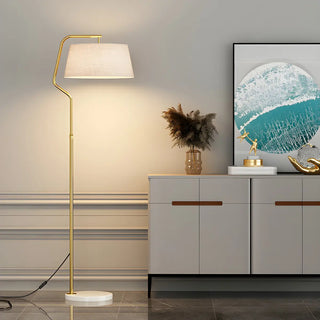 Modern Gold Fabric Cylinder Arc Bedroom Floor Lamp Zawala Image - 9