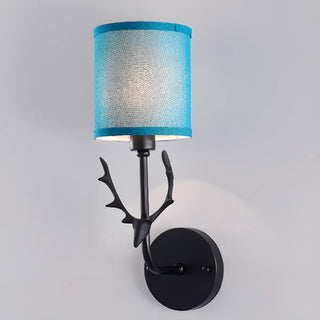 Modern Cylinder Fabric Antler Bedside Wall Sconce Zawala Image - 15