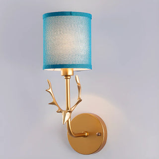 Modern Cylinder Fabric Antler Bedside Wall Sconce Zawala Image - 17